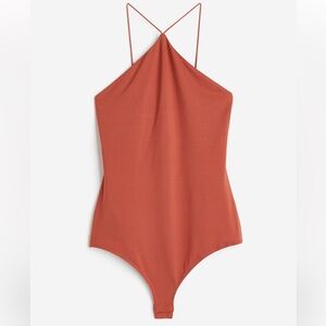 Brick Red Halter Bodysuit